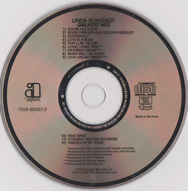 Linda Ronstadt : Greatest Hits (CD, Comp, RE, Cin)
