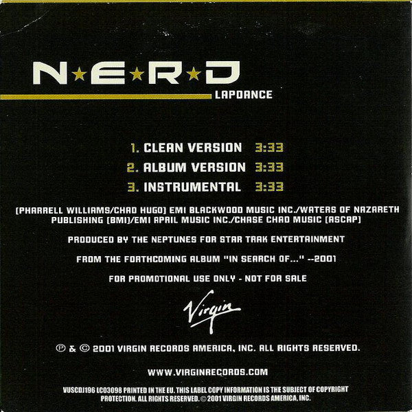 N*E*R*D : Lapdance (CD, Single, Promo, Car)