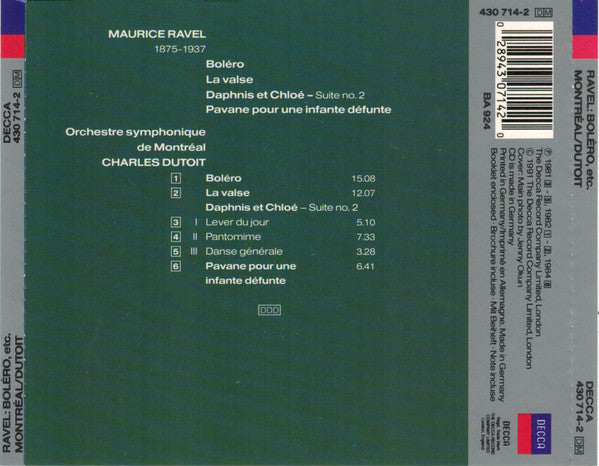 Maurice Ravel / Orchestre symphonique de Montréal, Charles Dutoit : Boléro • La Valse • Daphnis Et Chloé • Pavane (CD, Comp, RE)