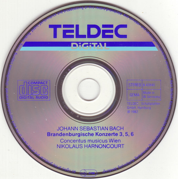 Johann Sebastian Bach, Concentus Musicus Wien, Nikolaus Harnoncourt : Brandenburgische Konzerte Nr. 3∙5∙6 (CD, Album)