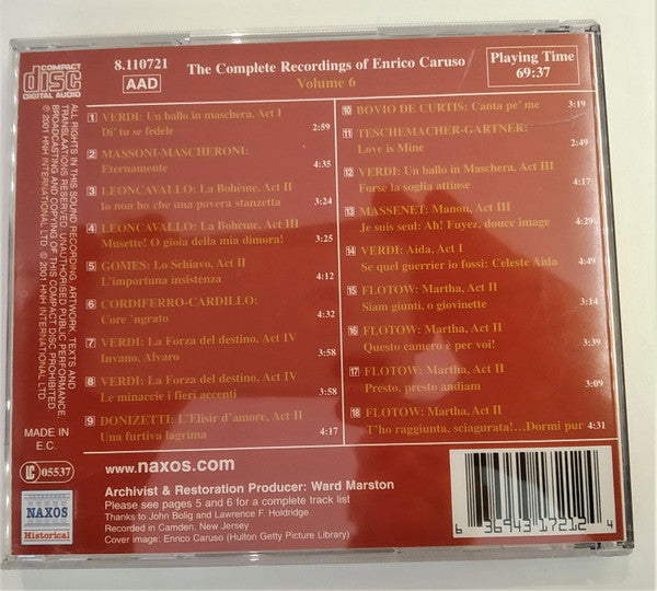 Enrico Caruso : The Complete Recordings Volume 6 (CD, Comp)