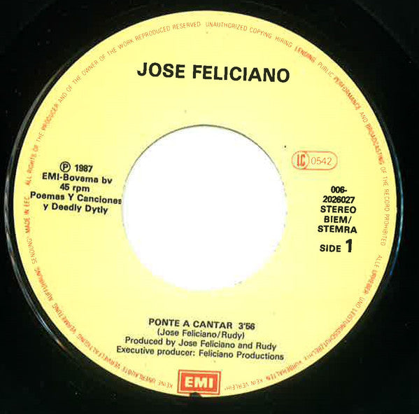 José Feliciano : Ponte A Cantar (7", Single)