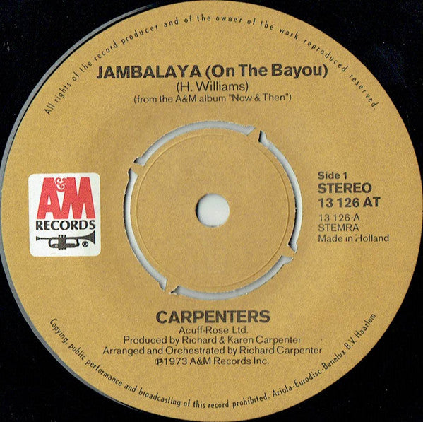 Carpenters : Jambalaya (On The Bayou) (7", Single)