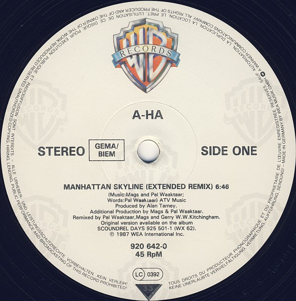a-ha : Manhattan Skyline (Extended Remix) (12", Single)