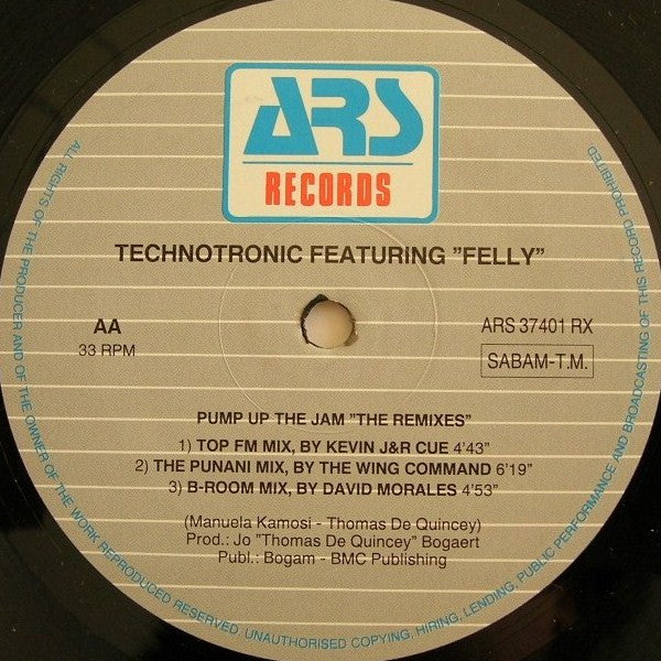 Technotronic Featuring Felly : Pump Up The Jam (The Remixes) (12")