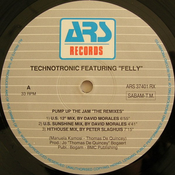 Technotronic Featuring Felly : Pump Up The Jam (The Remixes) (12")