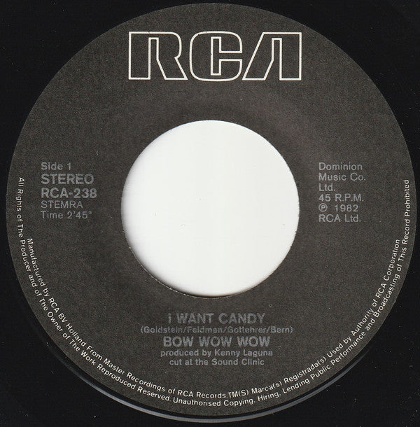 Bow Wow Wow : I Want Candy (7", Single, S/Edition)