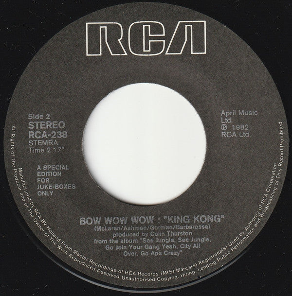 Bow Wow Wow : I Want Candy (7", Single, S/Edition)
