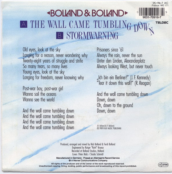 Bolland & Bolland : The Wall Came Tumbling Down (7", Single)