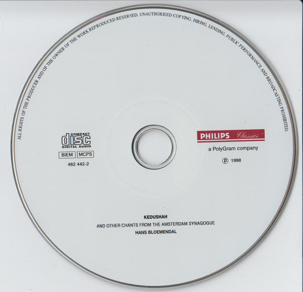 Hans Bloemendal : Kedushah - And Other Chants From The Amsterdam Synagogue (CD)
