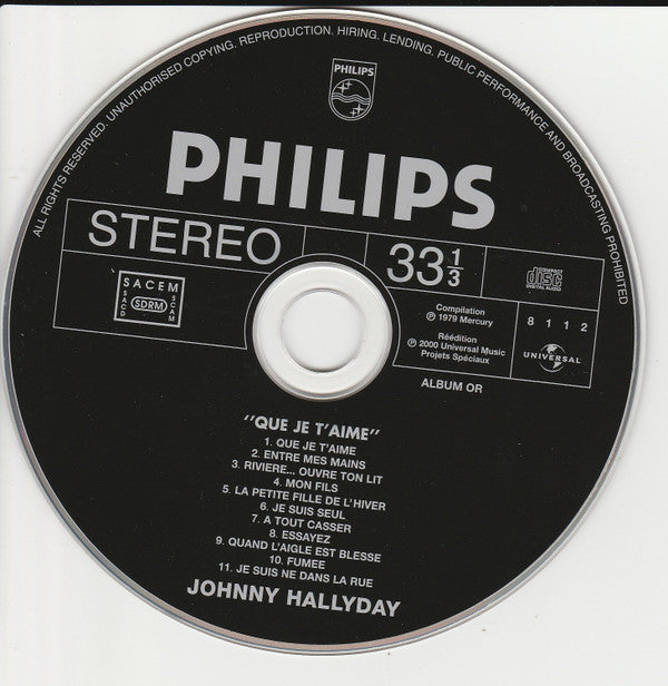 Johnny Hallyday : Que Je T'Aime (CD, Comp, RE)