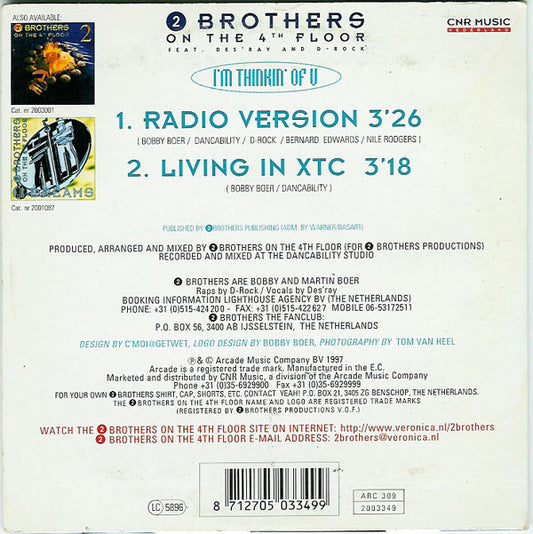 2 Brothers On The 4th Floor Feat. Des'Ray And D-Rock : I'm Thinkin' Of U (CD, Single)