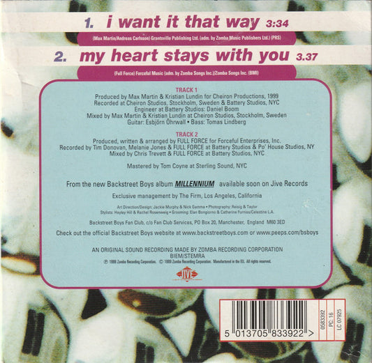 Backstreet Boys : I Want It That Way (CD, Single)