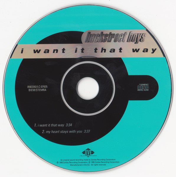Backstreet Boys : I Want It That Way (CD, Single)