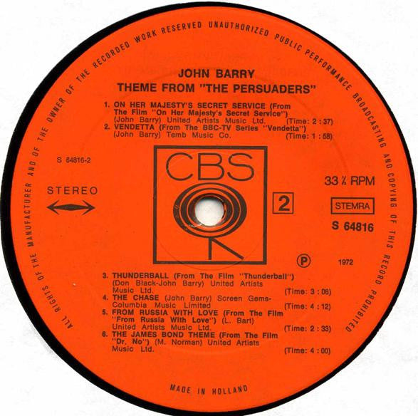 John Barry : Theme From The Persuaders! (LP, Comp)