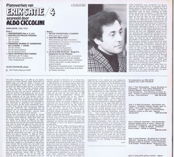 Erik Satie, Aldo Ciccolini : Pianowerken Van Erik Satie Gespeeld Door Aldo Ciccolini Deel 4 (LP, Album, RE)