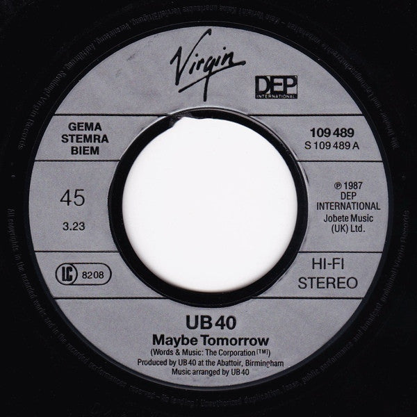 UB40 : Maybe Tomorrow (7", Single)