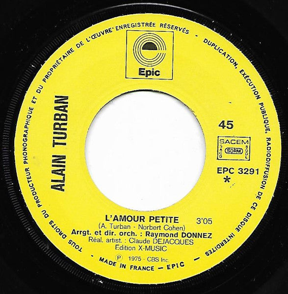 Alain Turban : L'amour Petite / Système "D" (7", Single)