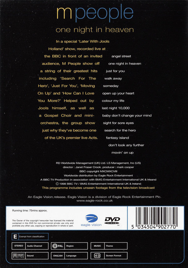 M People : One Night In Heaven (DVD-V, PAL, 4:3)