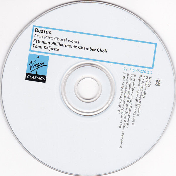 Arvo Pärt - Estonian Philharmonic Chamber Choir, Tõnu Kaljuste : Beatus (CD)
