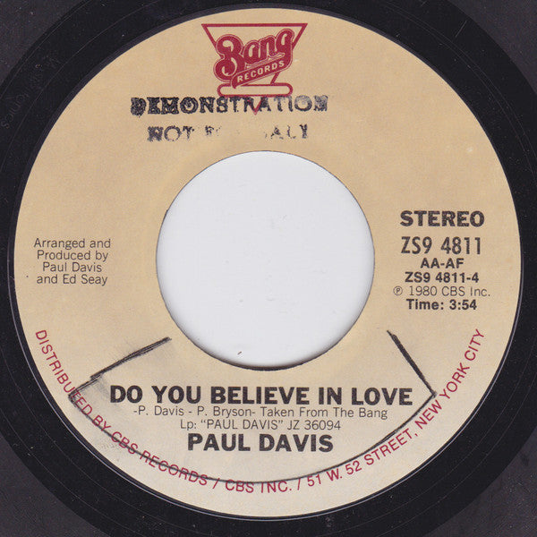 Paul Davis (3) : Cry Just A Little (7")