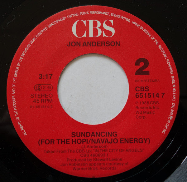 Jon Anderson : Hold On To Love (7", Single)