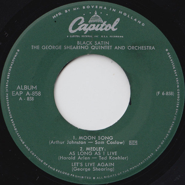 The George Shearing Quintet And The George Shearing Orchestra : Black Satin - Part 1 (7", EP)