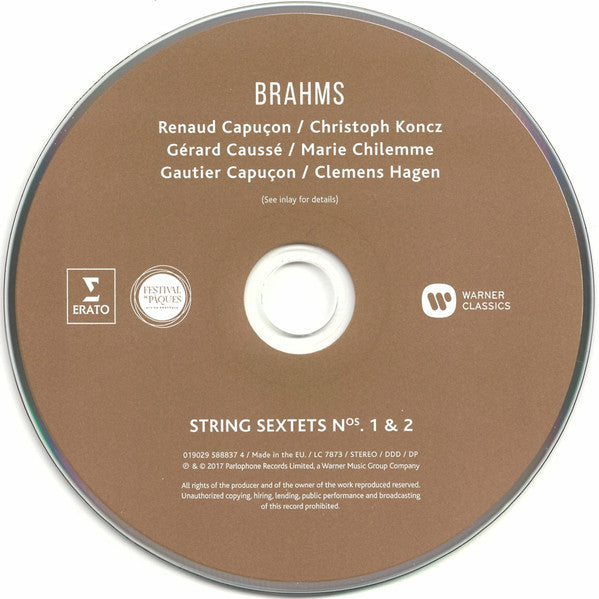 Johannes Brahms – Renaud Capuçon, Christoph Koncz, Gérard Caussé, Marie Chilemme, Gautier Capuçon, Clemens Hagen : String Sextets Nos. 1 & 2 (CD, Album)