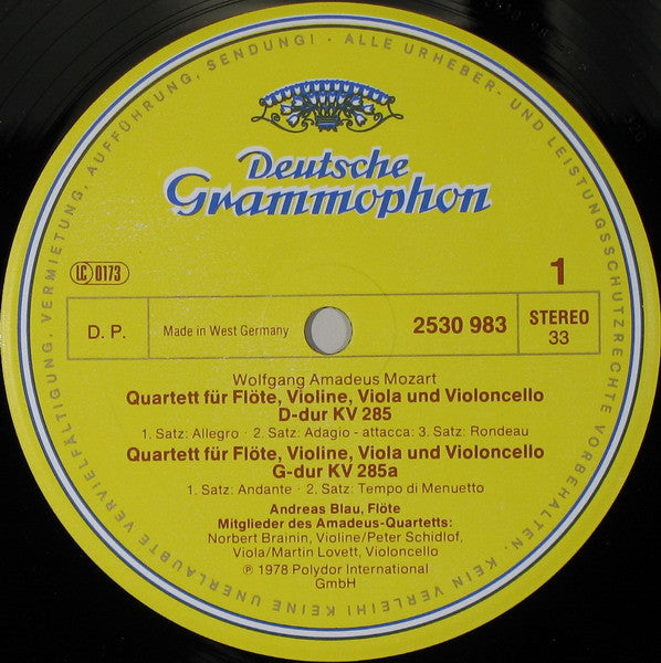 Wolfgang Amadeus Mozart / Andreas Blau • Amadeus-Quartett : Flötenquartette (LP)