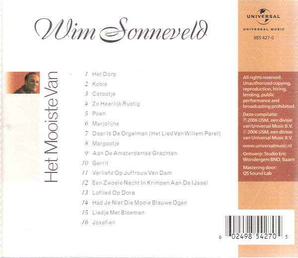 Wim Sonneveld : Het Mooiste Van Wim Sonneveld (CD, Comp)