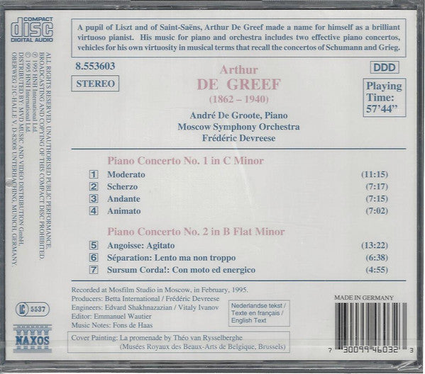 Arthur De Greef – André De Groote, The Moscow Symphony Orchestra, Frederik Devreese : Piano Concertos Nos. 1 And 2 (CD)
