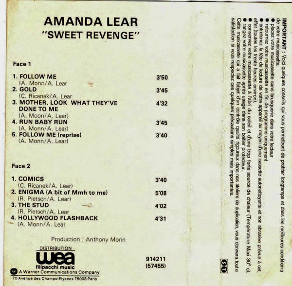 Amanda Lear : Sweet Revenge (Cass, Album, Moo)