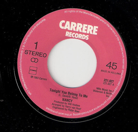 Nancy (8) : Tonight You Belong To Me (7", Single)