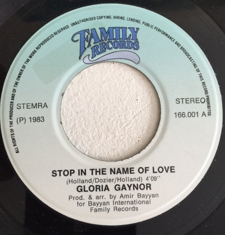 Gloria Gaynor : Stop In The Name Of Love / For You, My Love (7", Single)