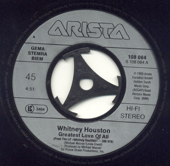 Whitney Houston : Greatest Love Of All (7", Single)