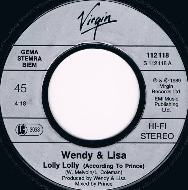 Wendy & Lisa : Lolly Lolly (7", Single)