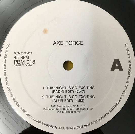 Axe Force : This Night Is So Exciting (12", Promo)