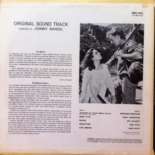 Johnny Mandel : The Sandpiper: The Original Motion Picture Sound Track (LP, Album, Mono)