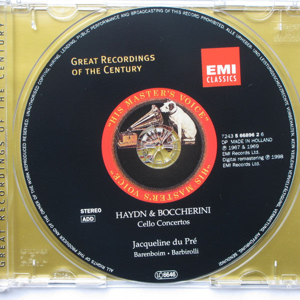 Joseph Haydn, Luigi Boccherini - Jacqueline du Pré, Daniel Barenboim, Sir John Barbirolli : Cello Concertos (CD, Comp, RE, RM)