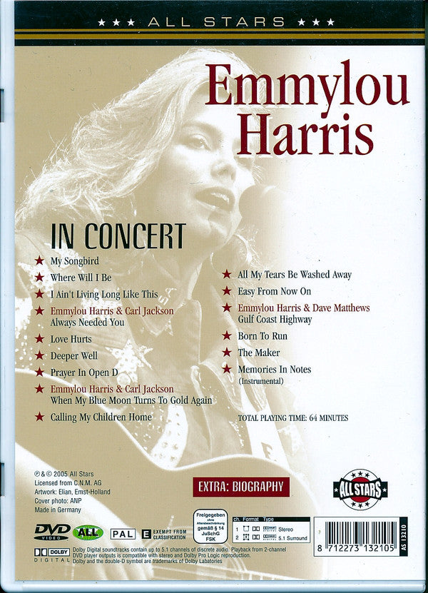 Emmylou Harris : In Concert (DVD, PAL)