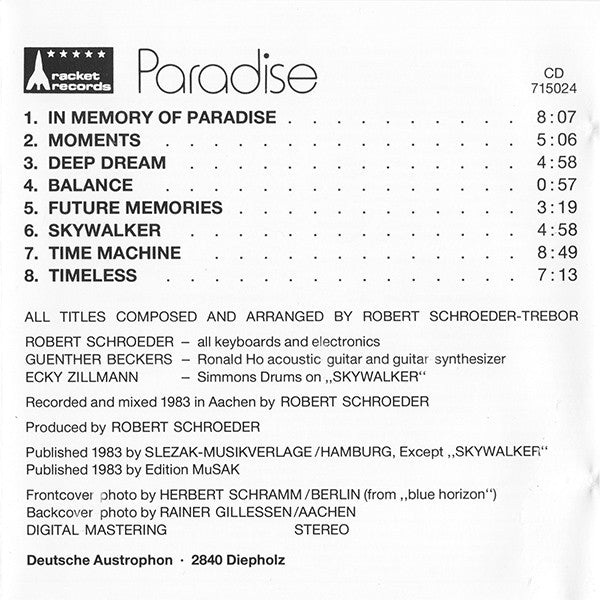 Robert Schröder : Paradise (CD, Album, RE)