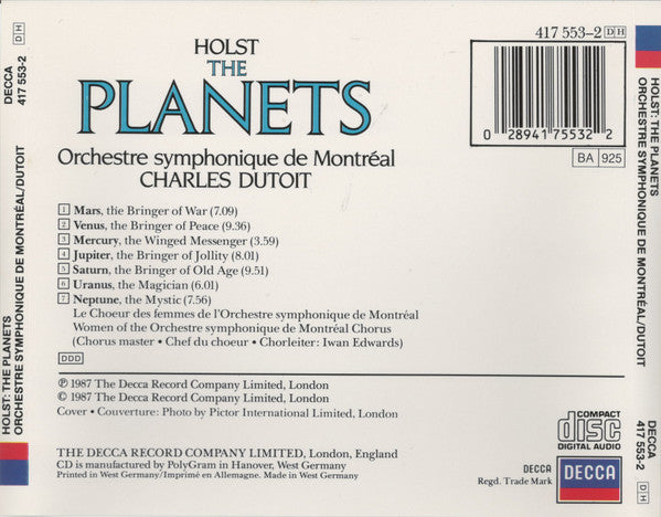 Holst* – Charles Dutoit, Orchestre symphonique de Montréal : The Planets (CD, Album)