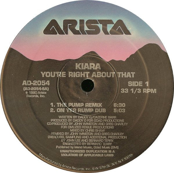 Kiara : You're Right About That (12")