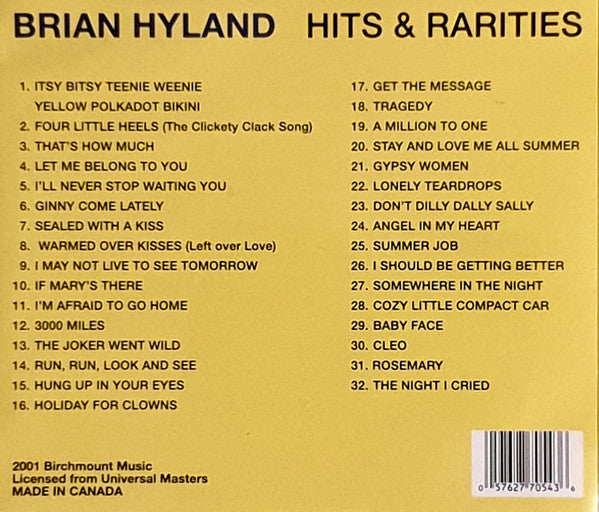 Brian Hyland : Hits And Rarities (CD, Comp)