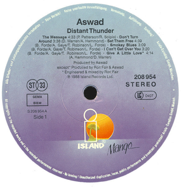 Aswad : Distant Thunder (LP, Album)