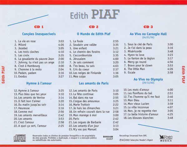 Edith Piaf : Edith Piaf (3xCD, Comp, Club)