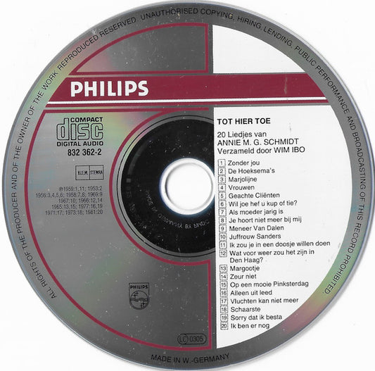 Annie M.G. Schmidt : Tot Hier Toe (CD, Comp)