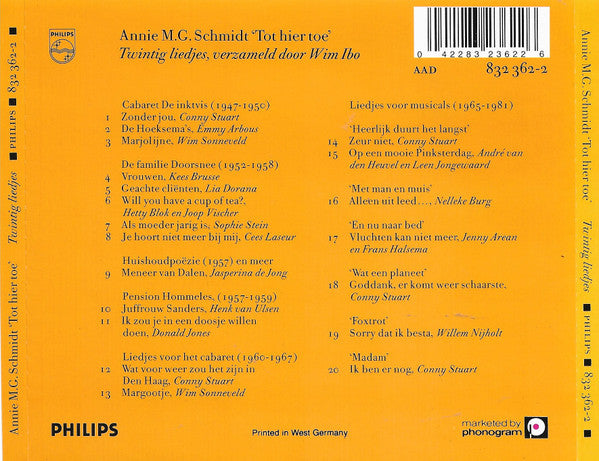 Annie M.G. Schmidt : Tot Hier Toe (CD, Comp)