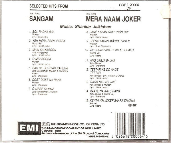 Shankar-Jaikishan : Selected Hits From Sangam / Mera Naam Joker (CD, Comp)