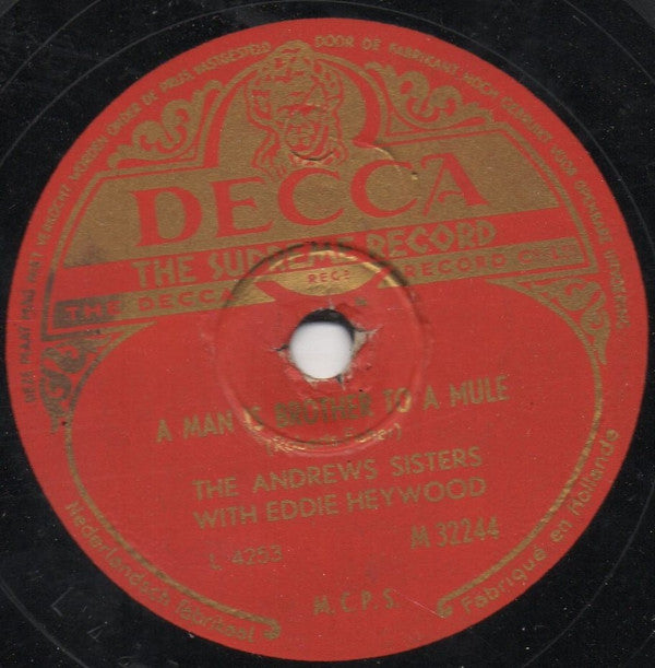 The Andrews Sisters With Eddie Heywood : Rumours Are Flying / A Mans Brother To A Mule (Shellac, 10")